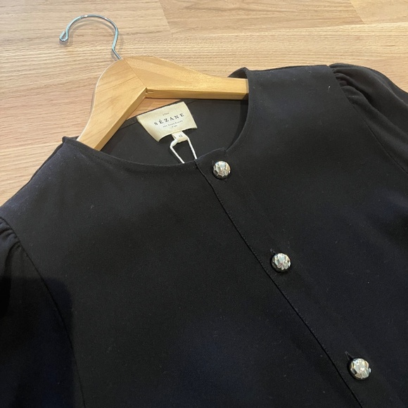 Sezane Romine Shirt Black - Size 10 - Picture 6 of 9